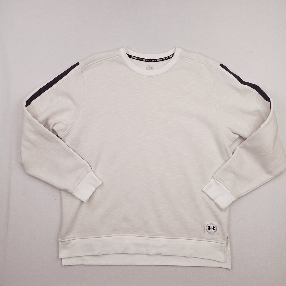 Under Armour Sweatshirt Mens Extra Large Cream Essential Fleece Pullover Crew